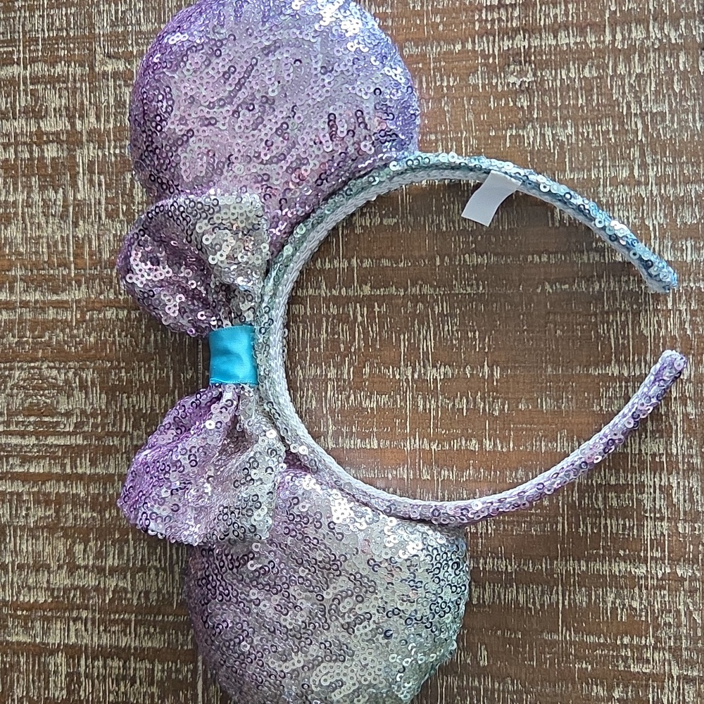 Kids Sized Disney Purple and Silver Sequin Minnie Mouse Ears